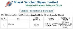 Details of BSNL's STV-53